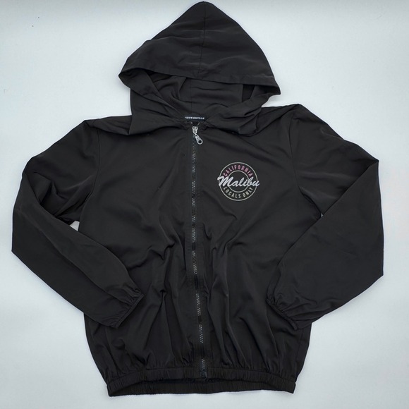 Brandy Melville Jackets & Blazers - Brandy Melville Malibu California Locals Only Black Full Zip Windbreaker Jacket